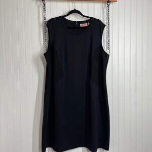 Evri Black With Faux Suede Panel Sleeveless Shift Midi Dress Plus Size 3X